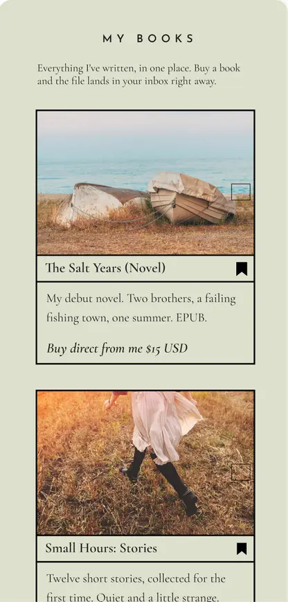 Sell Card store selling novels and stories