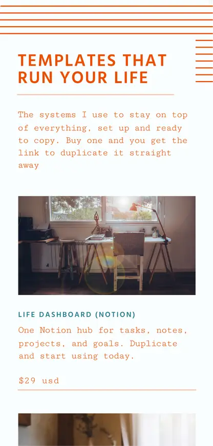 Sell Card store selling Notion templates